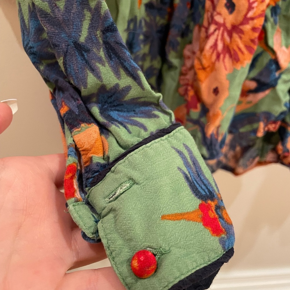 Anthropologie Lively Top Floral Print Buttondown Long Sleeve Tunic - Picture 3 of 5